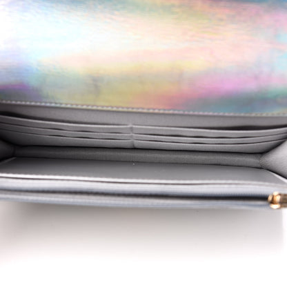 Chanel Iridescent Goatskin Quilted Wallet On Chain WOC Silver 5 of 12