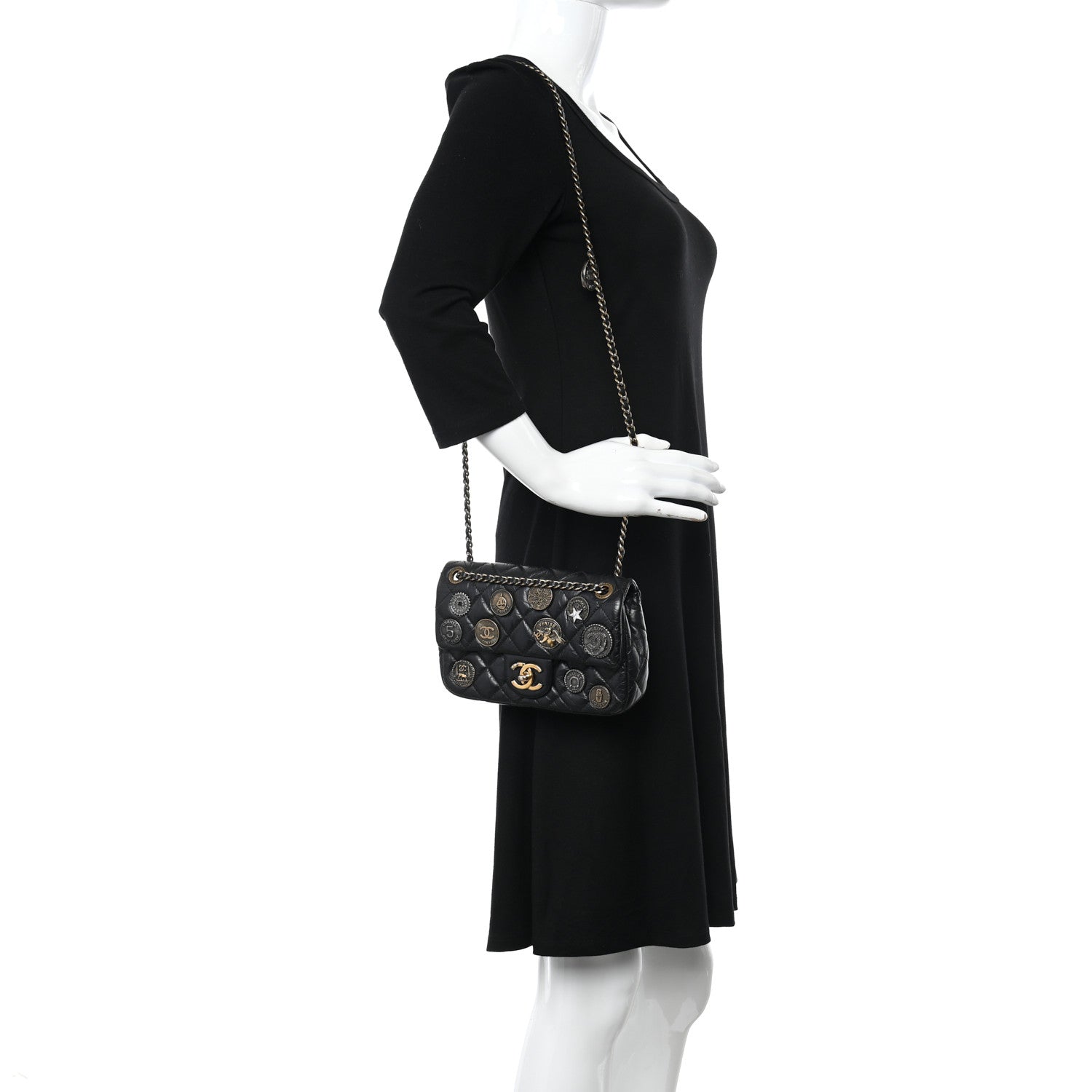 Chanel Aged Calfskin Quilted Mini Medallion Flap Black 2 of 11