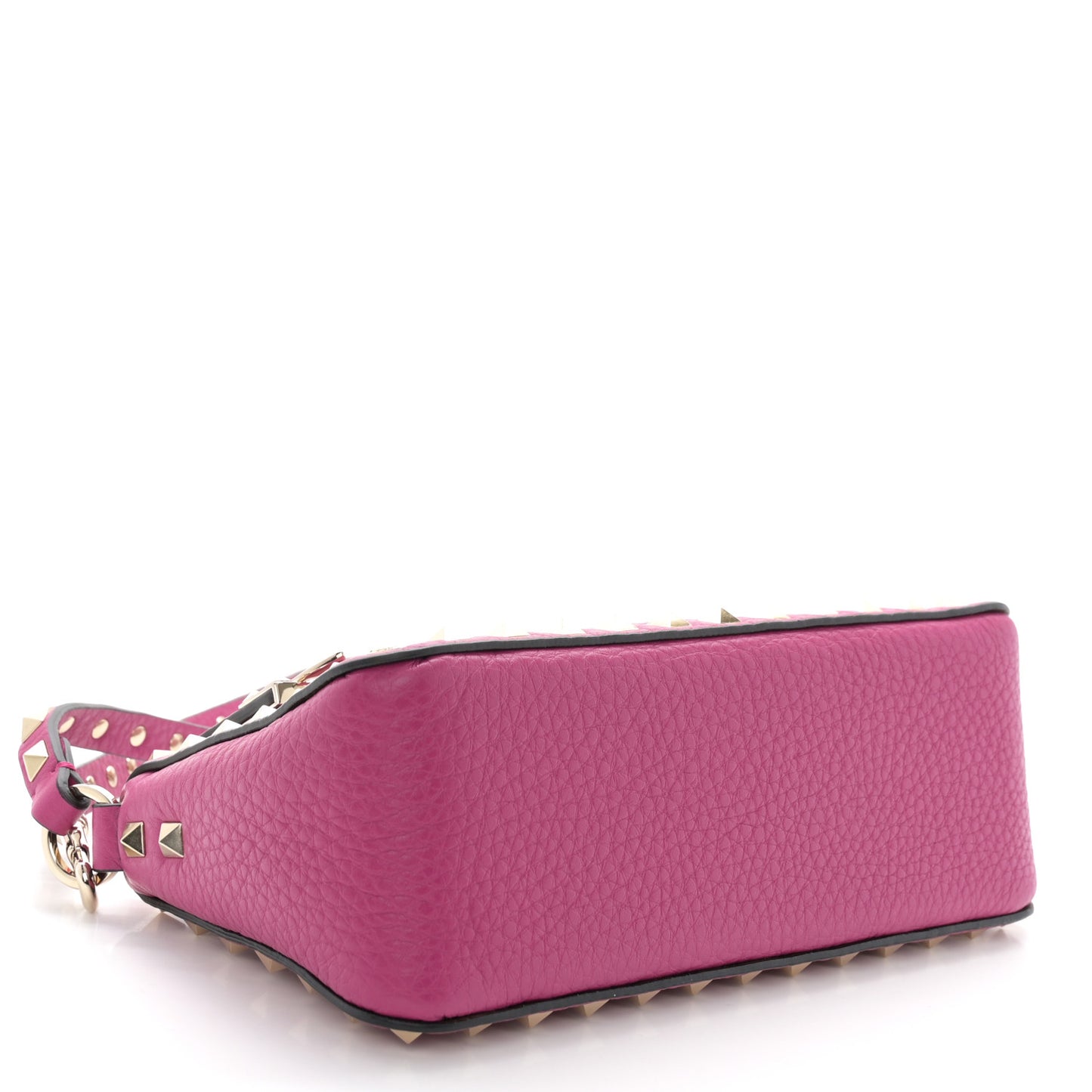 Pebbled Calfskin Small Rockstud Flip Lock Shoulder Bag Fuxia