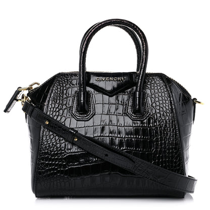 Givenchy Calfskin Crocodile Embossed Mini Antigona Black 1 of 10