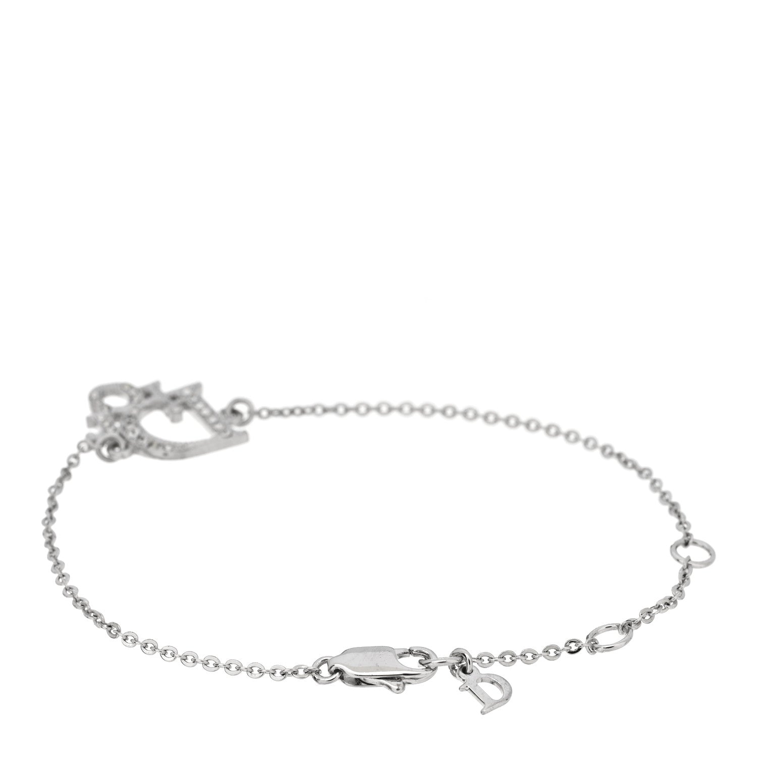 Christian Dior Crystal Logo Bracelet Silver 2 of 3