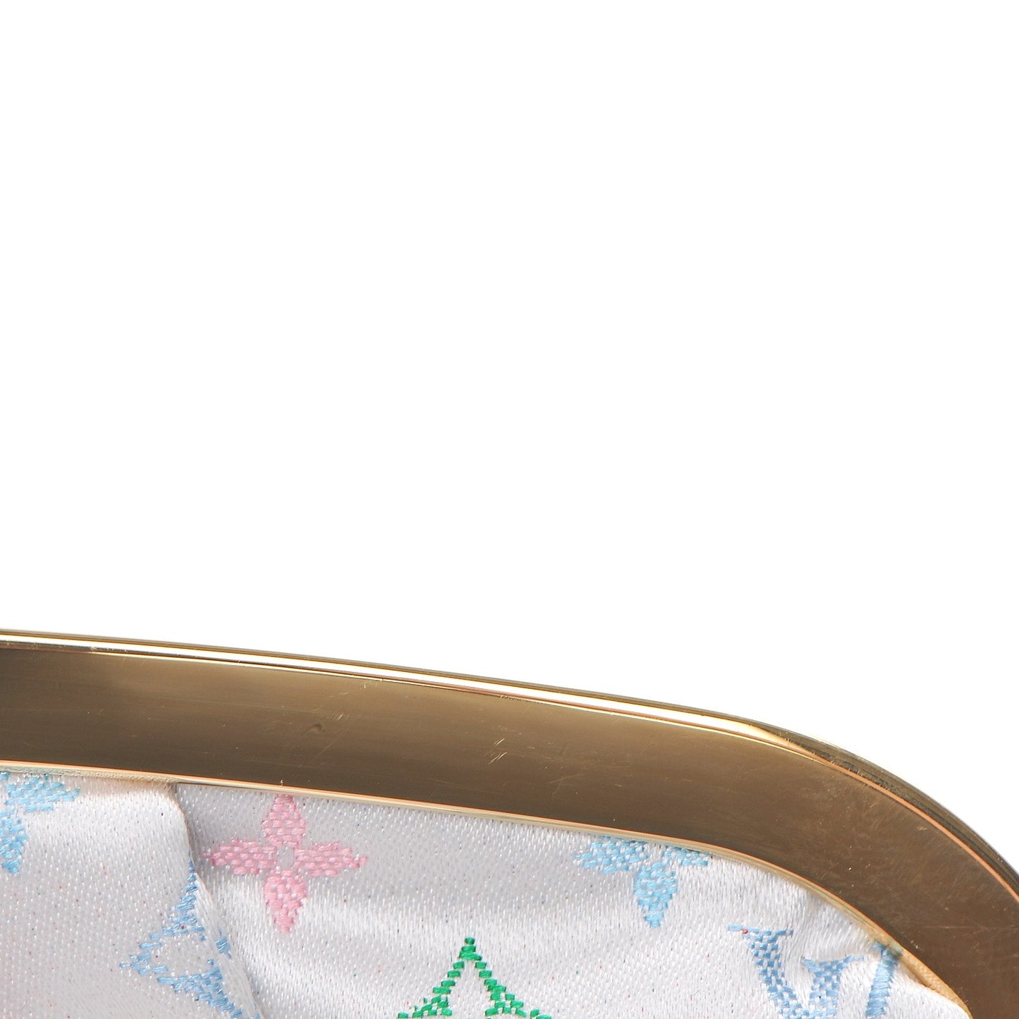 Satin Monogram Multicolor Aumoniere Clutch White