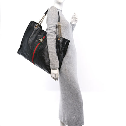 Gucci Calfskin Maxi Rajah Chain Tote Black 2 of 14