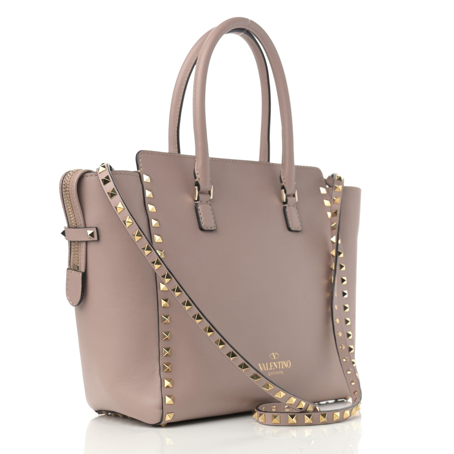 Valentino Garavani Vitello Rockstud Double Handle Tote Poudre 3 of 10