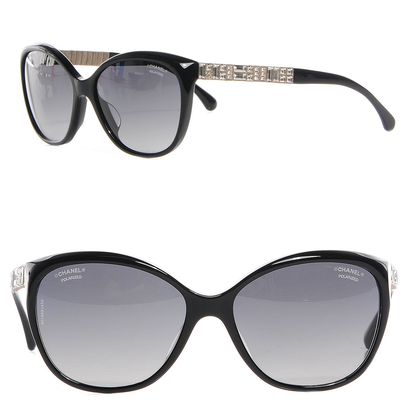 Crystal Baguette Polarized Cat Eye Sunglasses 5309-B-A
