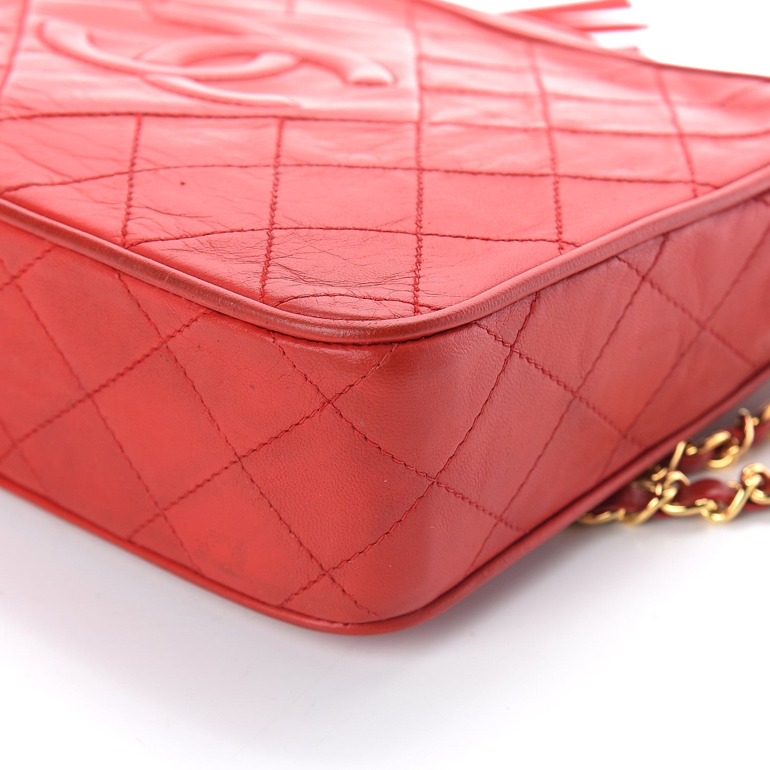 Chanel Lambskin Quilted Tassel Camera Case Red 11 of 11