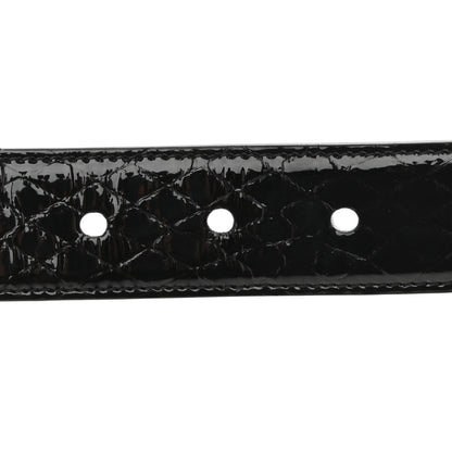 Saint Laurent Snakeskin Monogram Cassandre Square Buckle Belt 85 34 Black 3 of 7