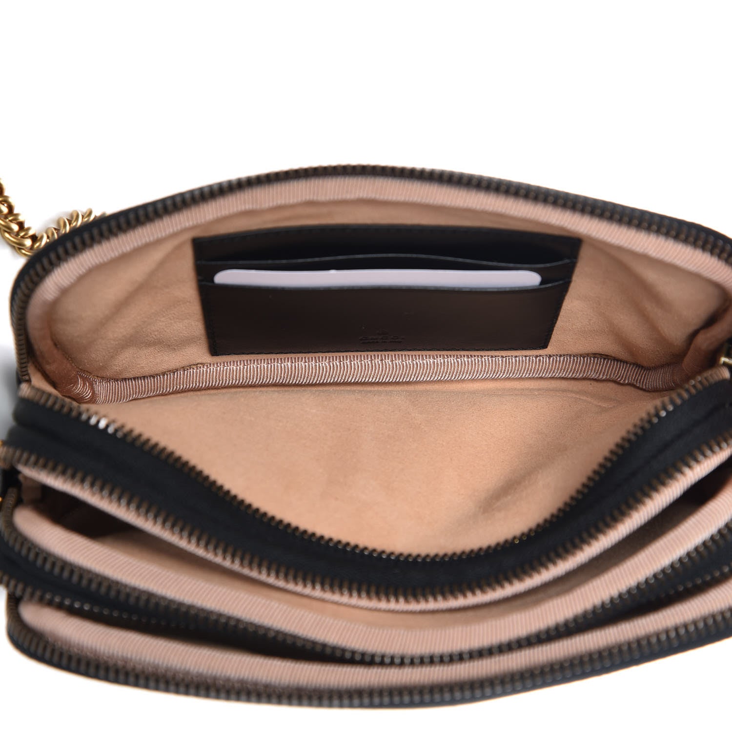 Gucci Calfskin Matelasse Mini GG Marmont Chain Crossbody Bag Black 5 of 9