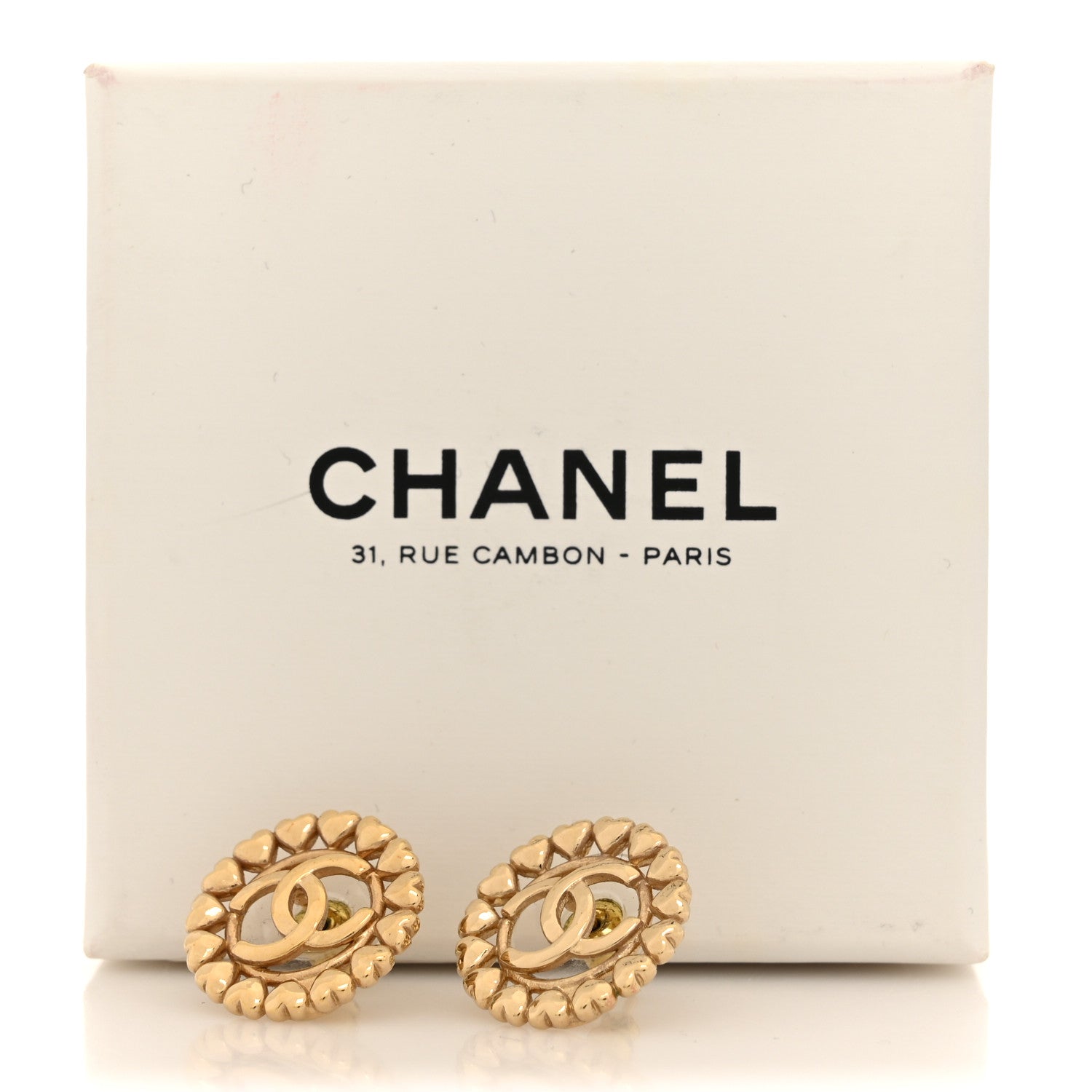 Chanel Metal CC Heart Round Earrings Gold 5 of 5