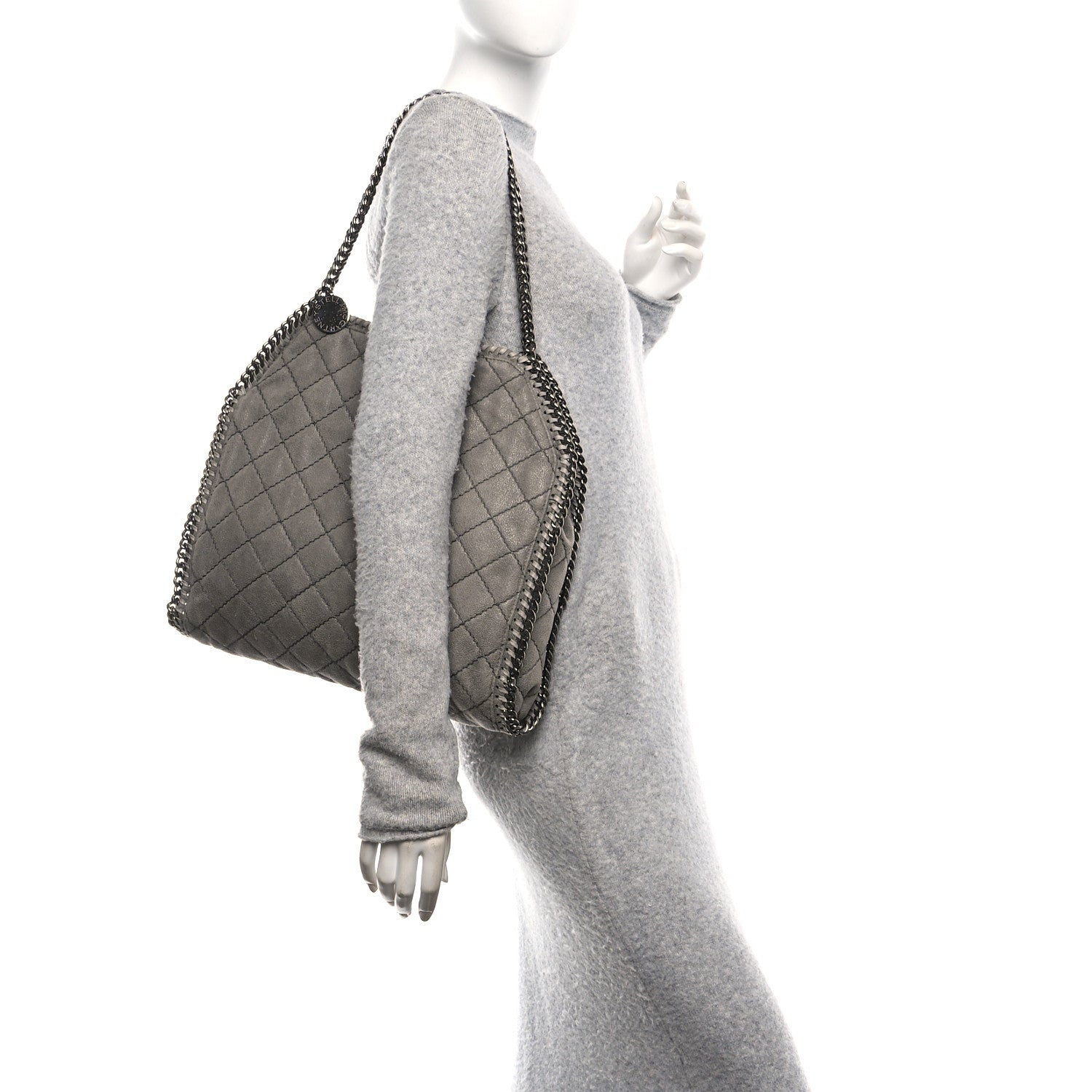 Stella McCartney Shaggy Deer Quilted Small Falabella Tote  Light Grey 2 of 9