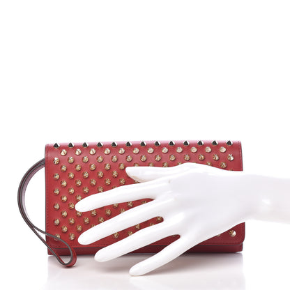 Christian Louboutin Patent Metallic Calfskin Spikes Boudoir Chain Wallet Red 2 of 7