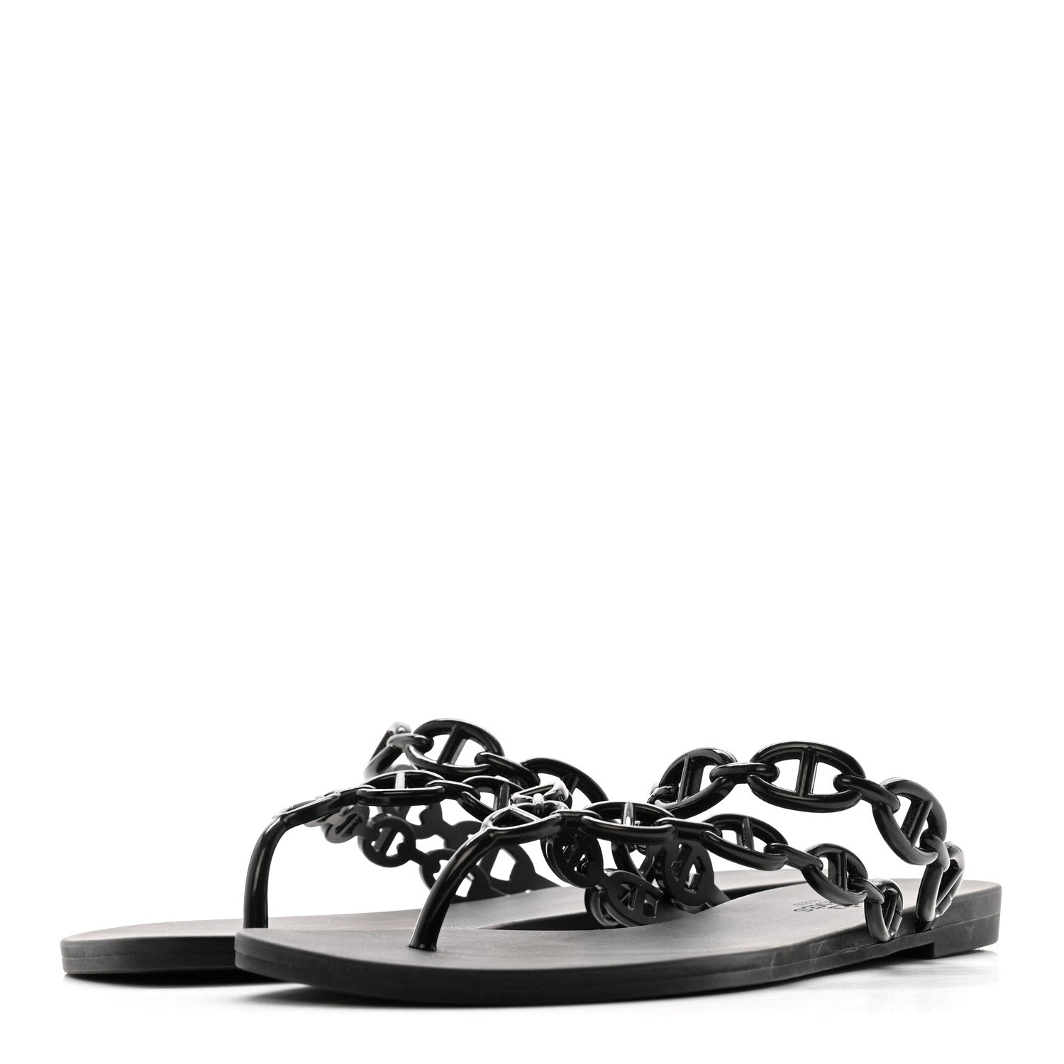 Hermes Rubber Chaine d'Ancre Island Sandals 39 Black 4 of 9
