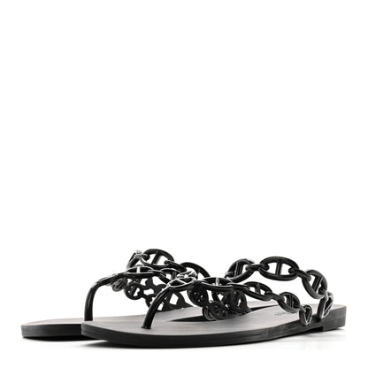 Hermes Rubber Chaine d'Ancre Island Sandals 39 Black 4 of 9