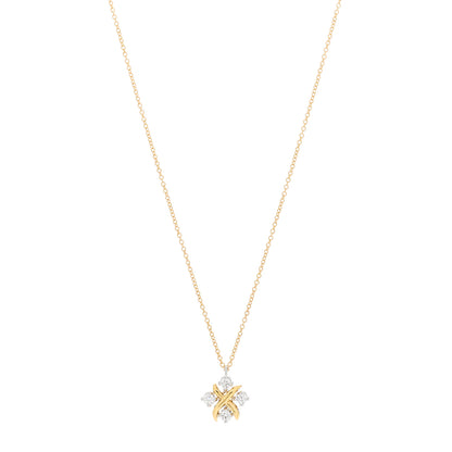 Tiffany Platinum 18K Yellow Gold Diamond Schlumberger Lynn Pendant Necklace 1 of 4
