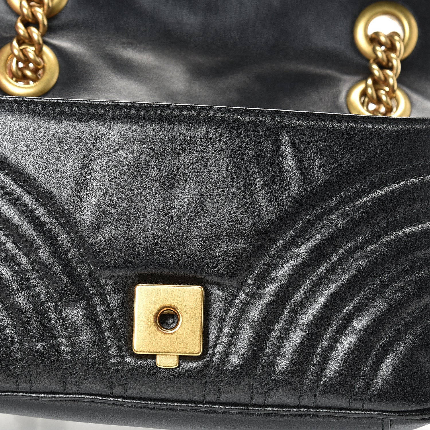 Gucci Calfskin Matelasse Mini GG Marmont Shoulder Bag Black 12 of 14