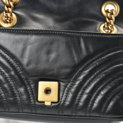 Gucci Calfskin Matelasse Mini GG Marmont Shoulder Bag Black 12 of 14