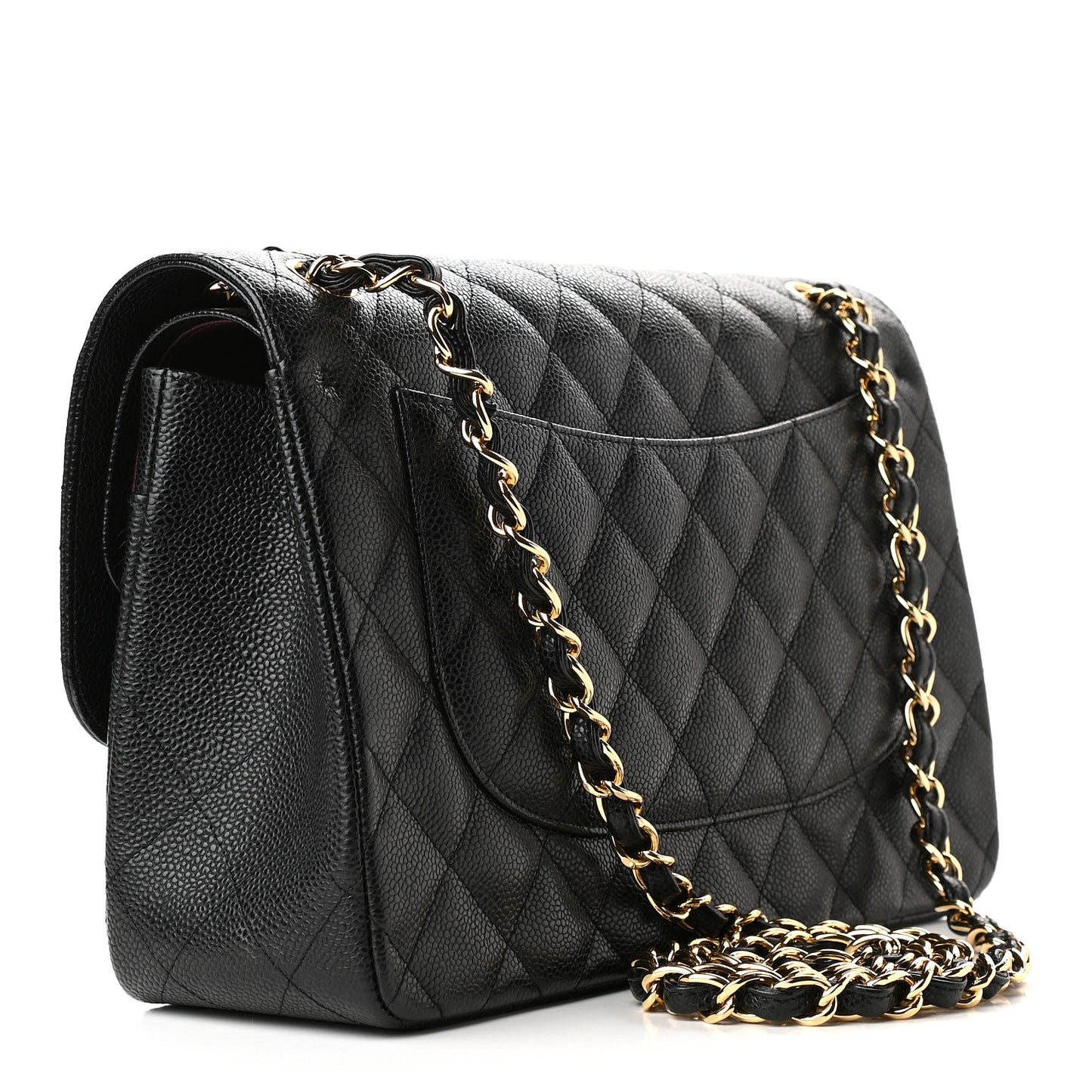 Caviar Quilted Jumbo Double Flap Black