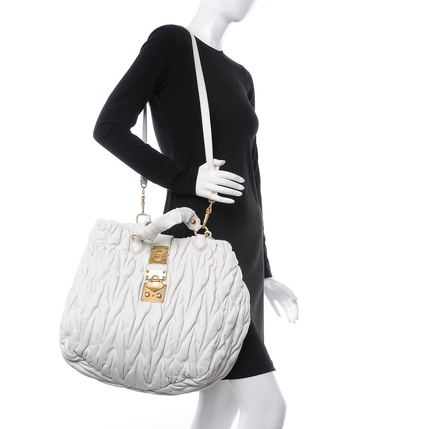 Nappa Matelasse Shopping Tote Bianco