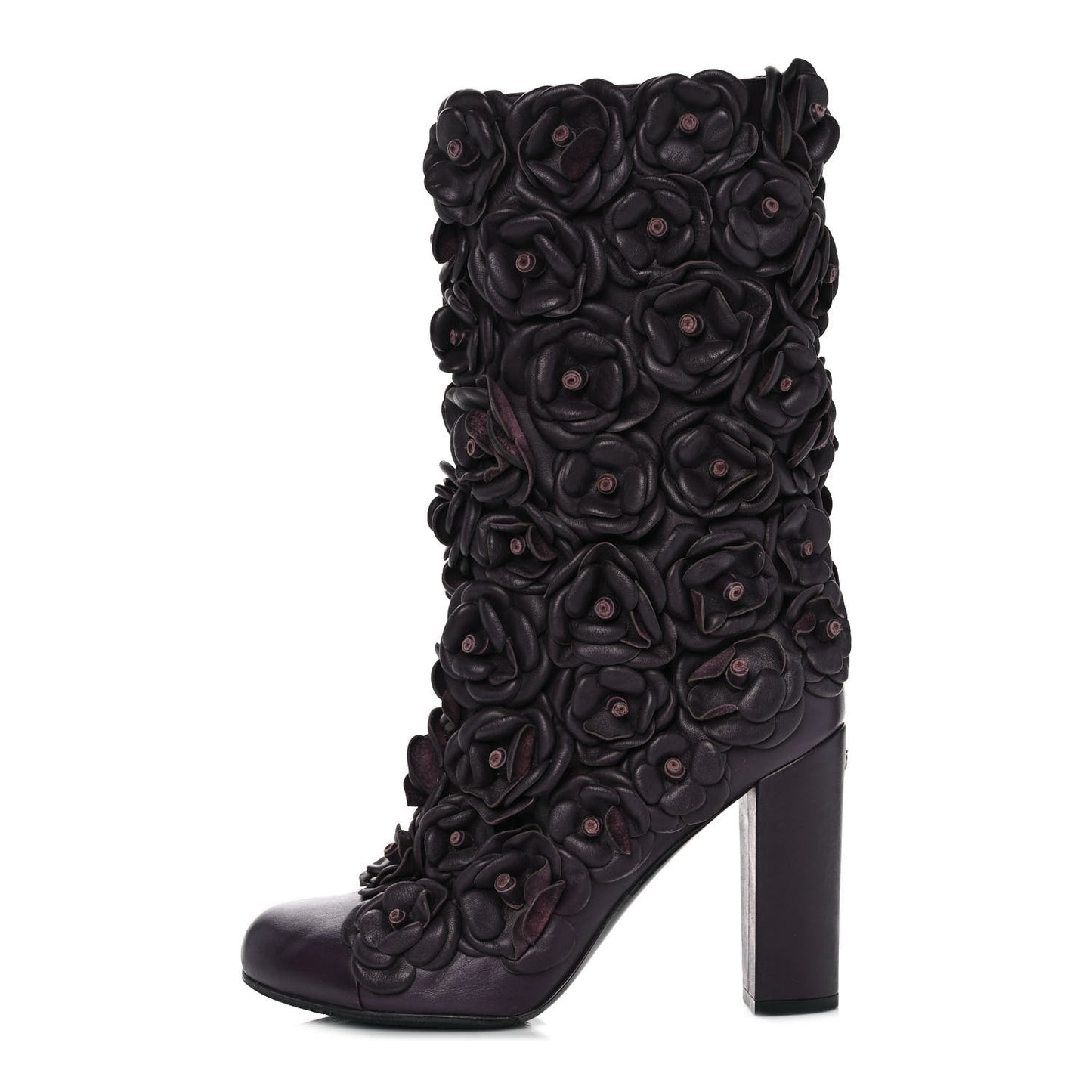 Calfskin Camellia Boots 40 Bordeaux