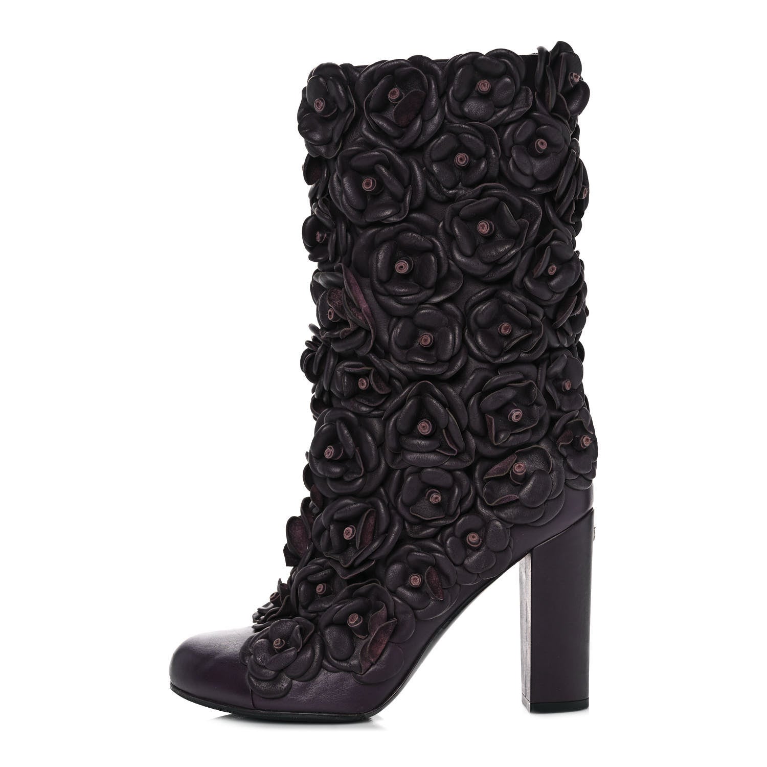 Chanel Calfskin Camellia Boots 40 Bordeaux 1 of 8