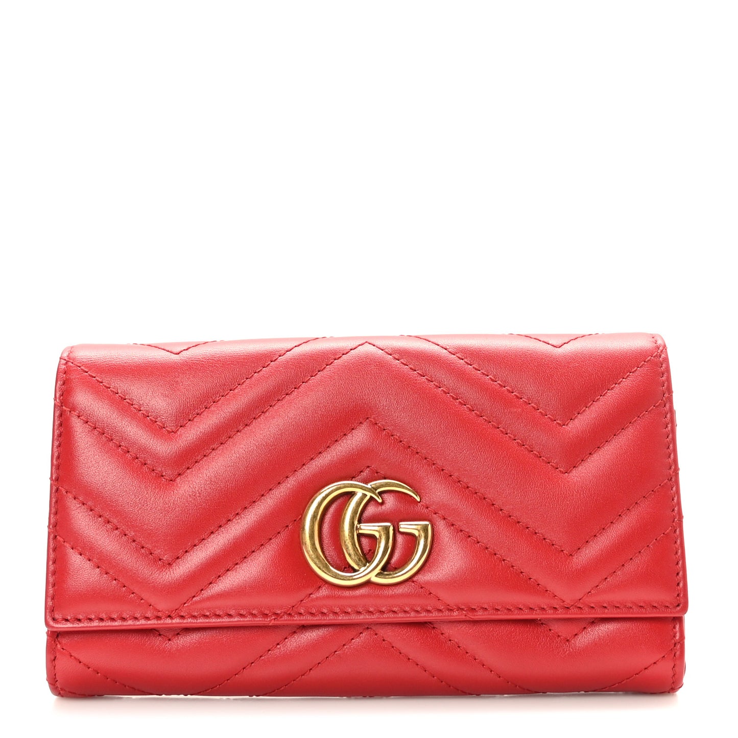 Calfskin Matelasse GG Marmont Continental Wallet Hibiscus Red