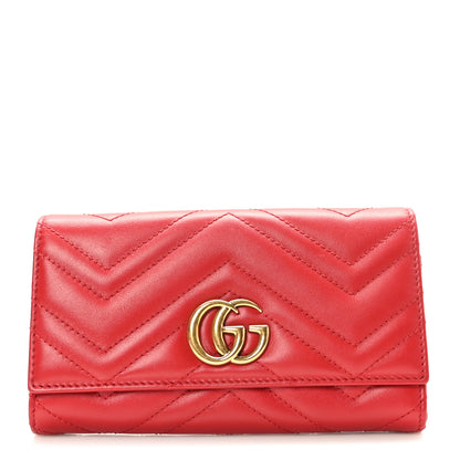 Gucci Calfskin Matelasse GG Marmont Continental Wallet Hibiscus Red 1 of 11