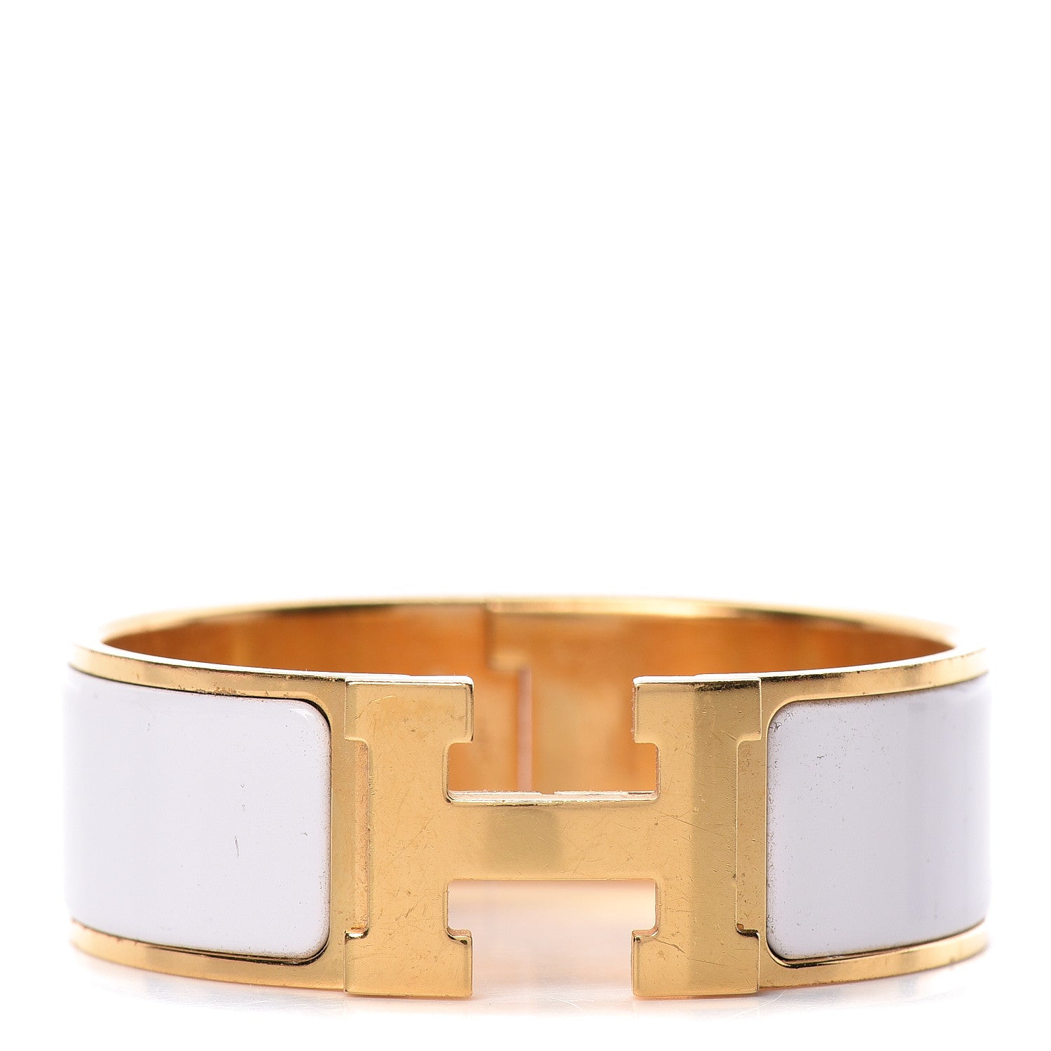 Hermes Enamel Wide Clic Clac H Bracelet PM White 1 of 6