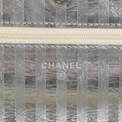 Chanel Metallic Aged Calfskin Striped Reissue Wallet On Chain WOC Silver 9 of 9