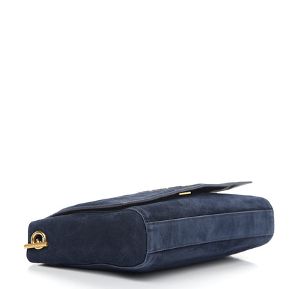 Saint Laurent Smooth Calfskin Suede Medium Reversible Monogram Kate Satchel Navy 3 of 8