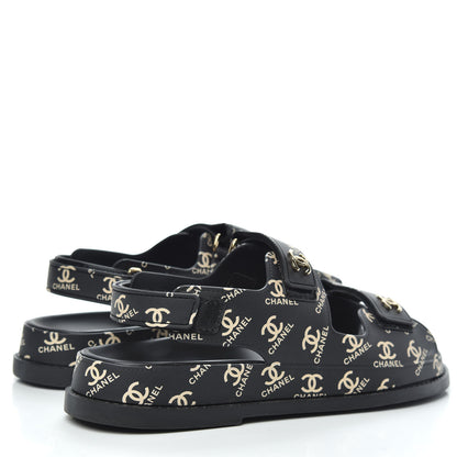Chanel Rubber CC Dad Sandals 39 Black 4 of 8