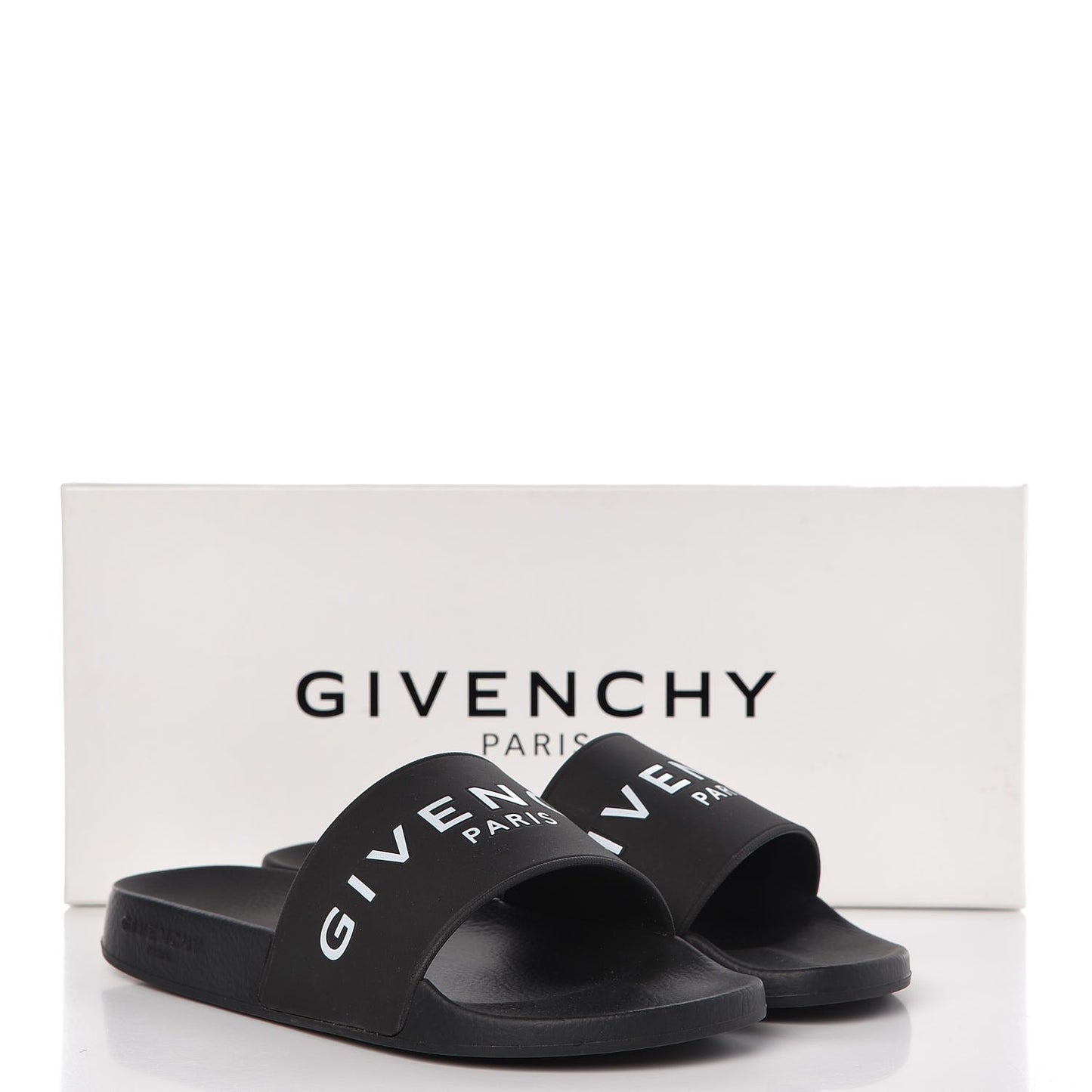 Rubber Logo Pool Slide Sandals 38 Black