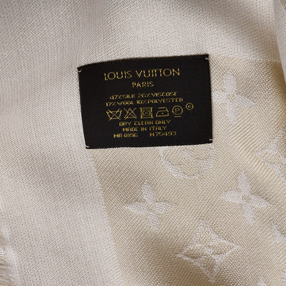 Louis Vuitton Wool Silk Lurex Monogram Shine Shawl White 6 of 6