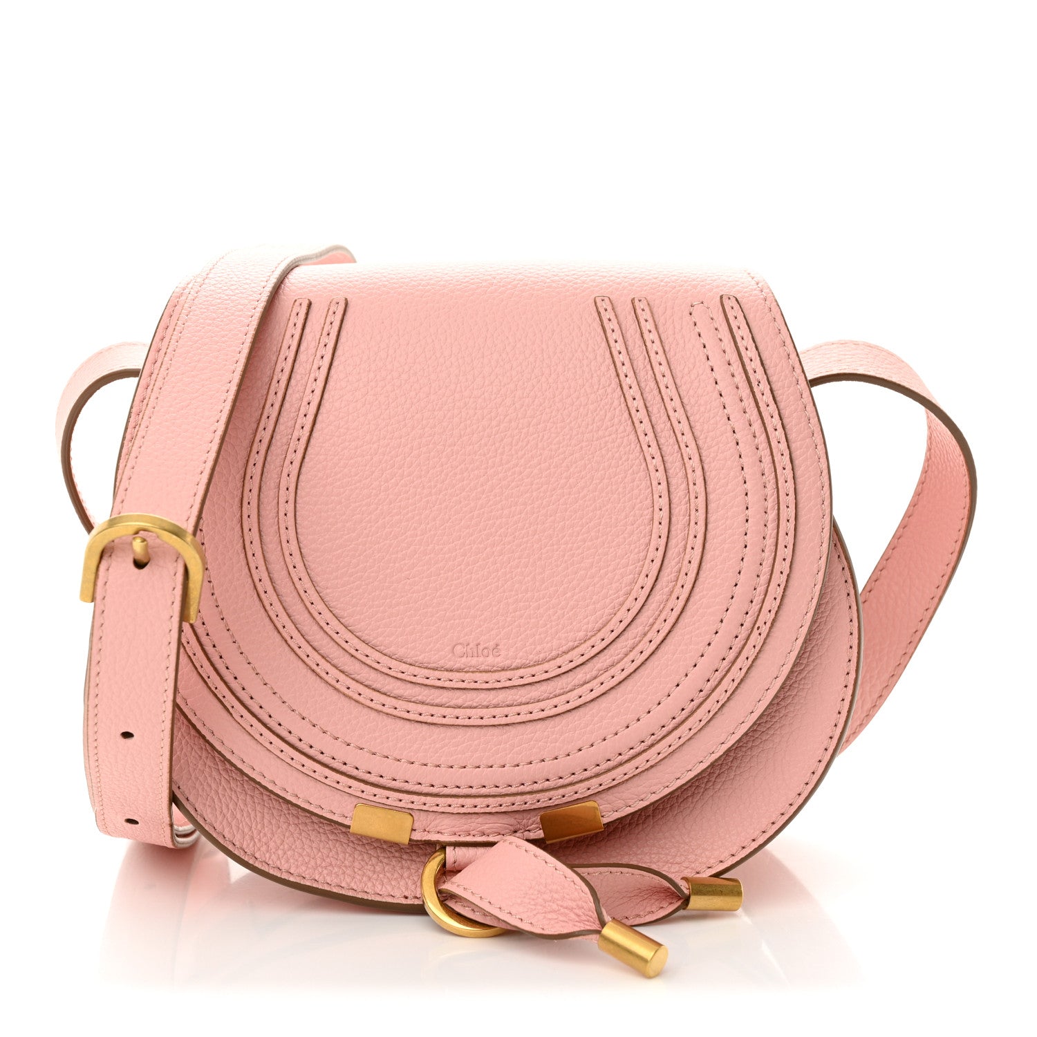 Chloe Grained Calfskin Small Marcie Saddle Bag Blossom Pink 1 of 9