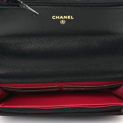 Chanel Shiny Goatskin Quilted Chanel 19 Wallet On Chain WOC Black 4 of 8