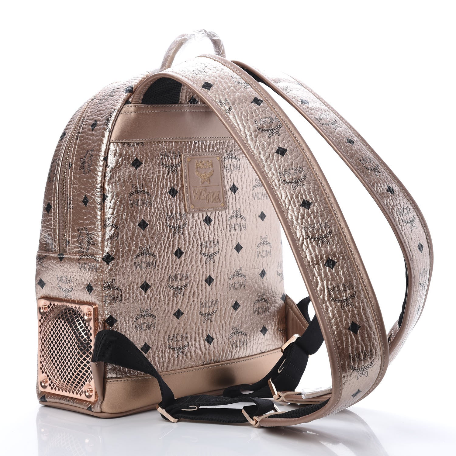 MCM Metallic X Wizpak Visetos Studded Sound System Speaker Backpack Champagne Gold 2 of 12