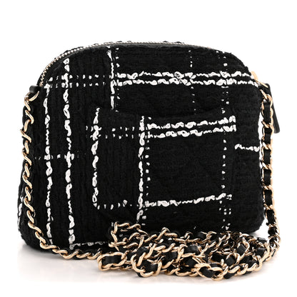 Chanel Tweed Quilted Mini Clutch With Chain Black White 3 of 10