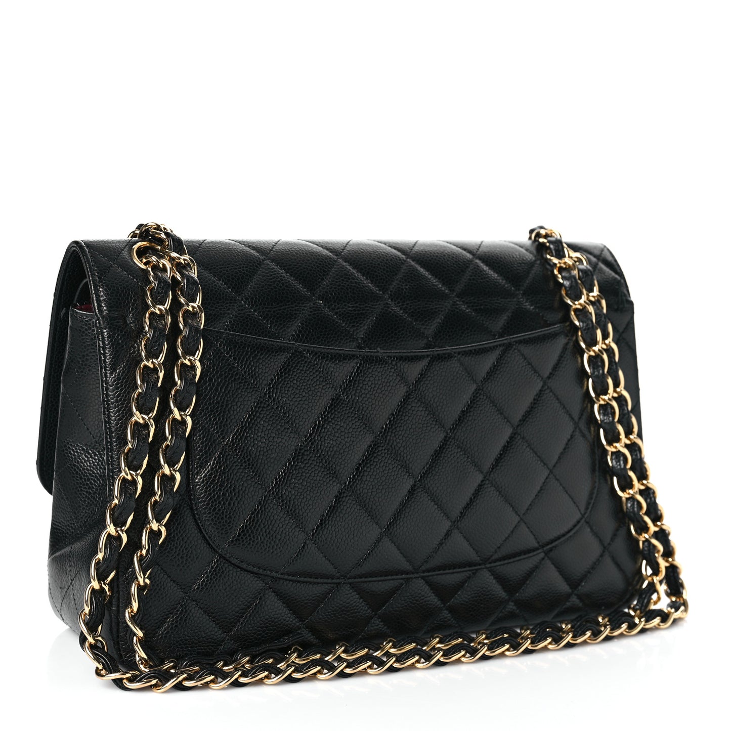 Caviar Quilted Jumbo Double Flap Black
