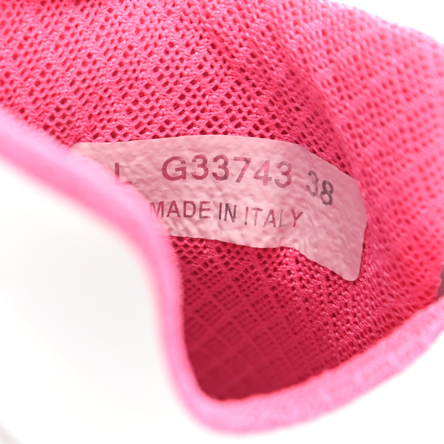 Calfskin Fabric Sneakers 38 White Silver Fluo Pink