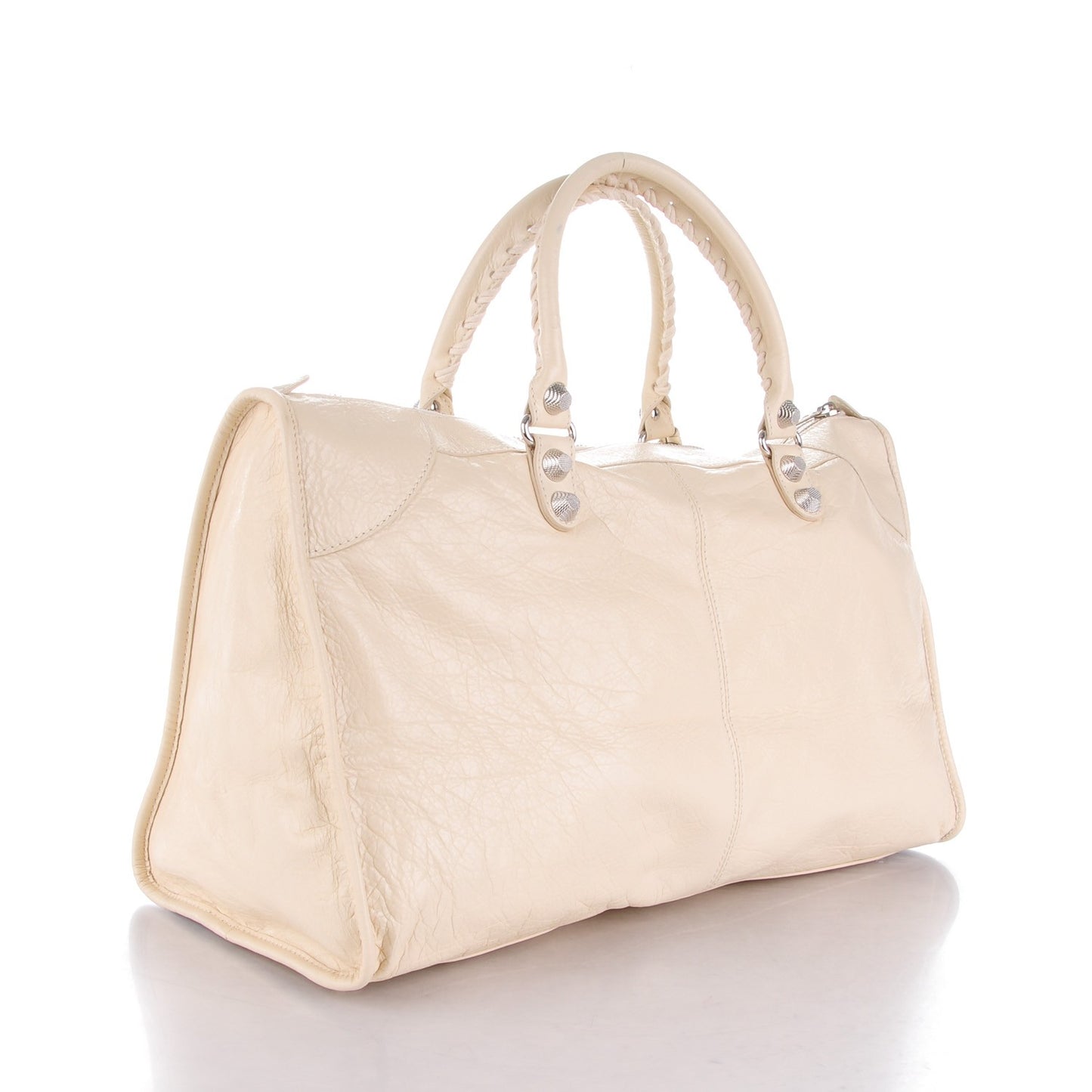 Agneau Arena Giant 12 Silver Hardware Work Blanc Creme Light Craie