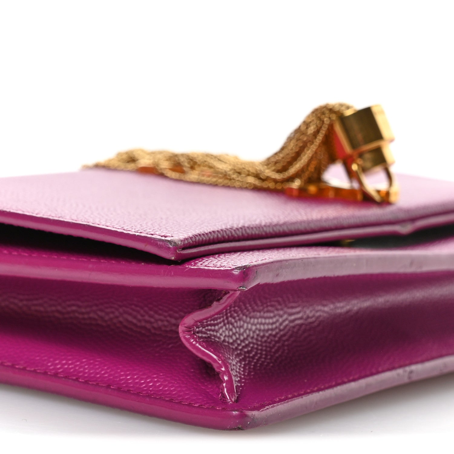 Saint Laurent Grain De Poudre Classic Monogram Kate Tassel Chain Wallet Dark Grape 8 of 9