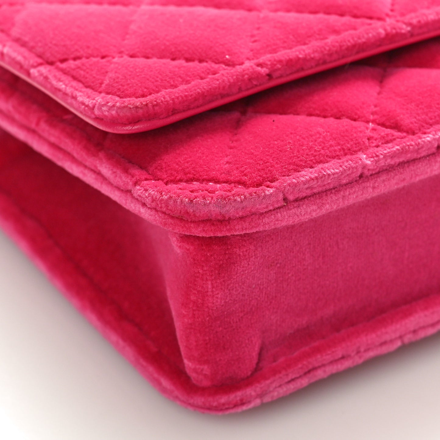 Velvet Quilted Pearl Crush Wallet On Chain WOC Pink