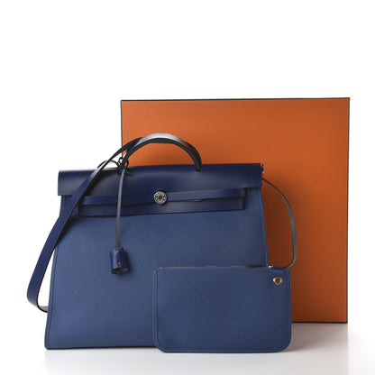 Hermes Toile Vache Hunter Herbag Zip 39 MM Bleu Brighton Bleu Saphir 10 of 10