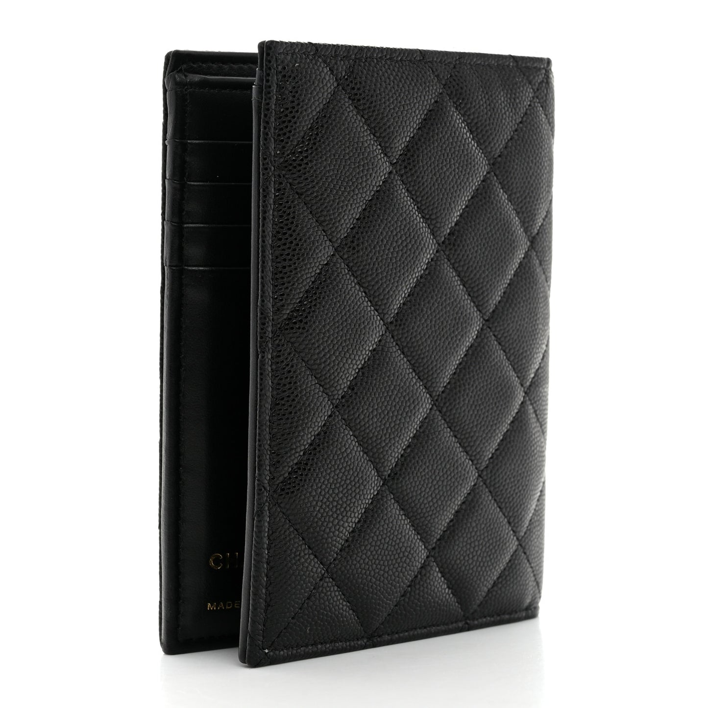 Caviar Quilted CC Passport Holder Black