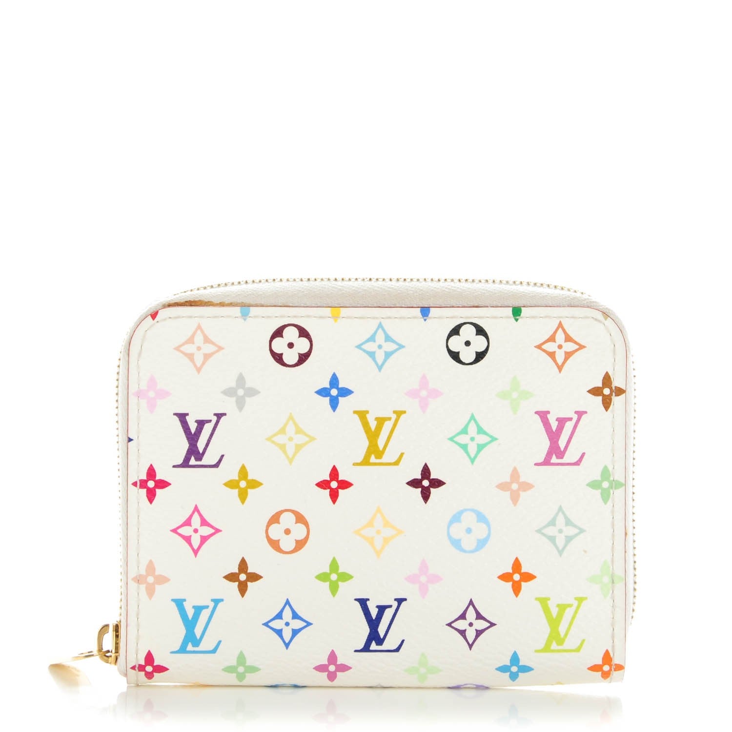 Louis Vuitton Monogram Multicolor Zippy Coin Purse Wallet White Litchi 1 of 7