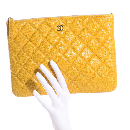 Chanel Caviar Quilted Medium Cosmetic Case Yellow 2 of 6