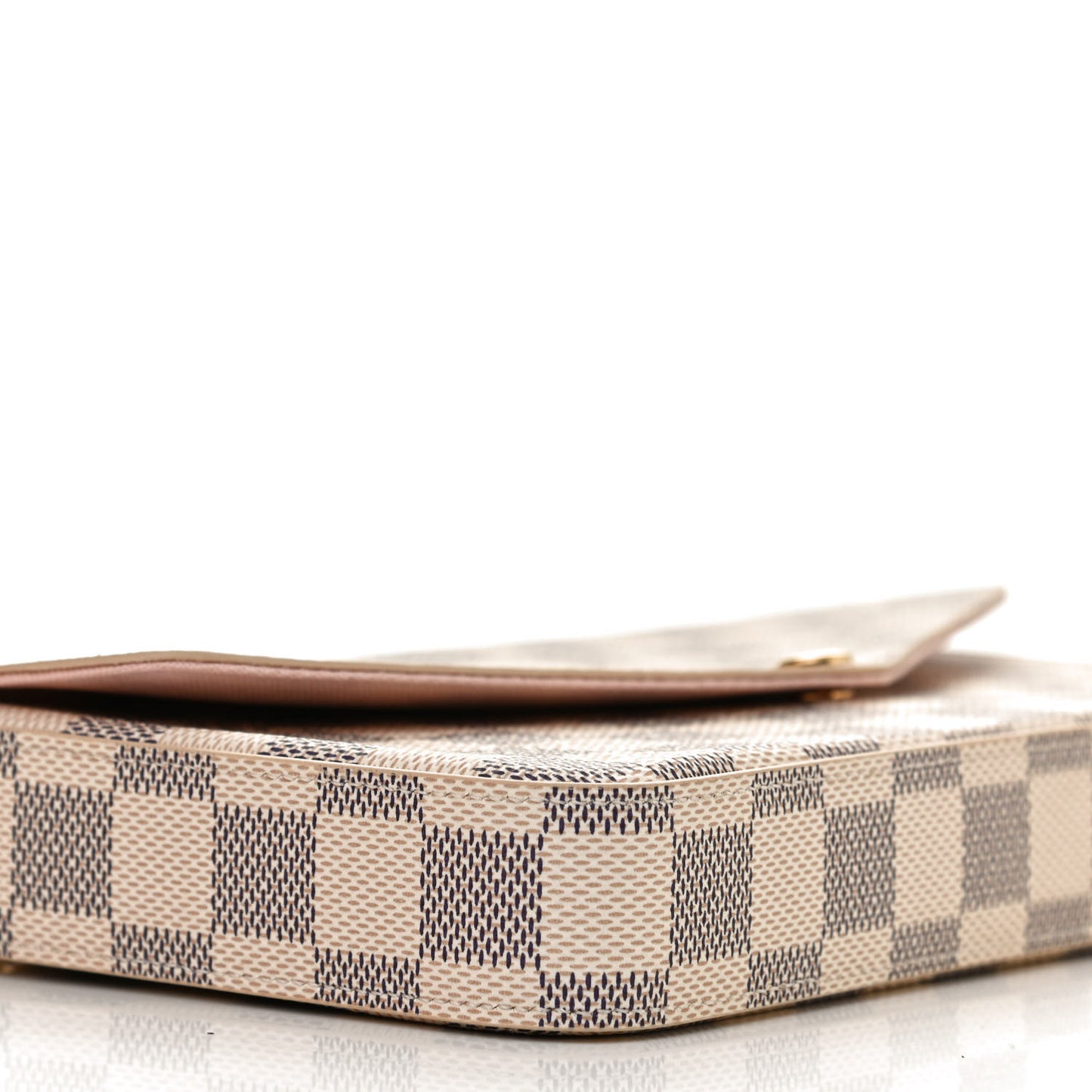 Damier Azur Pochette Felicie Chain Wallet Rose Ballerine