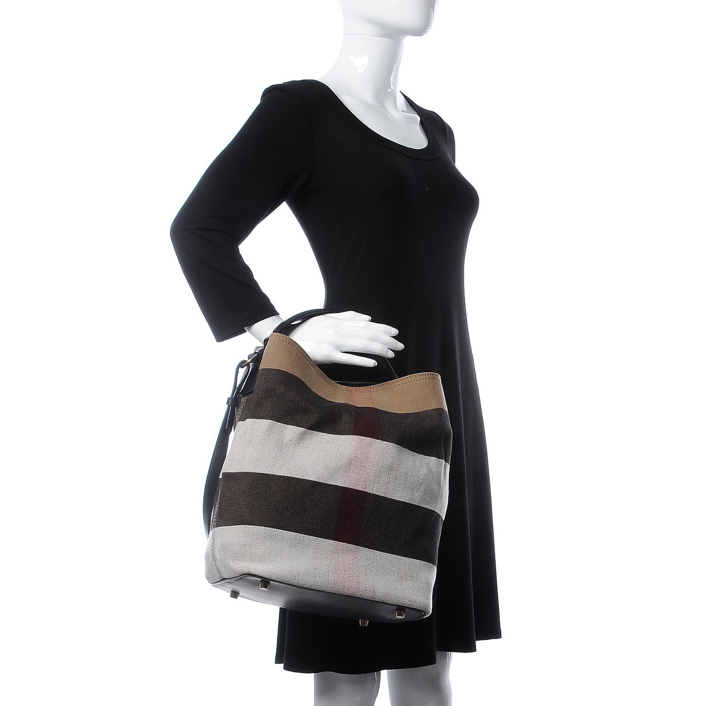 Canvas Mega Check Medium Ashby Hobo Black