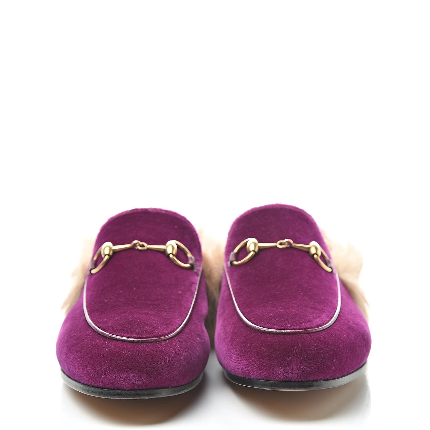 Velvet Fur Womens Princetown Slippers 35 Fucsia Violet Cyclamen Natural