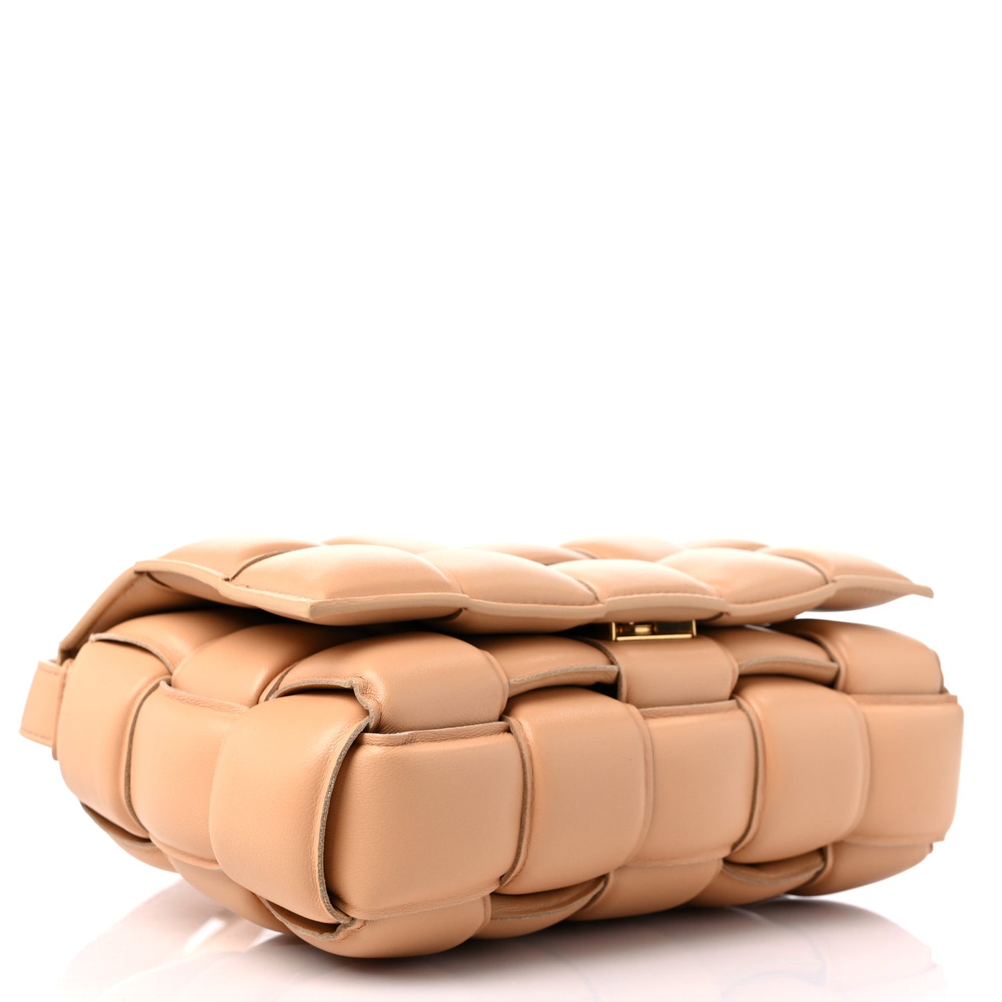 Nappa Maxi Intreccio Padded Cassette Crossbody Bag Almond