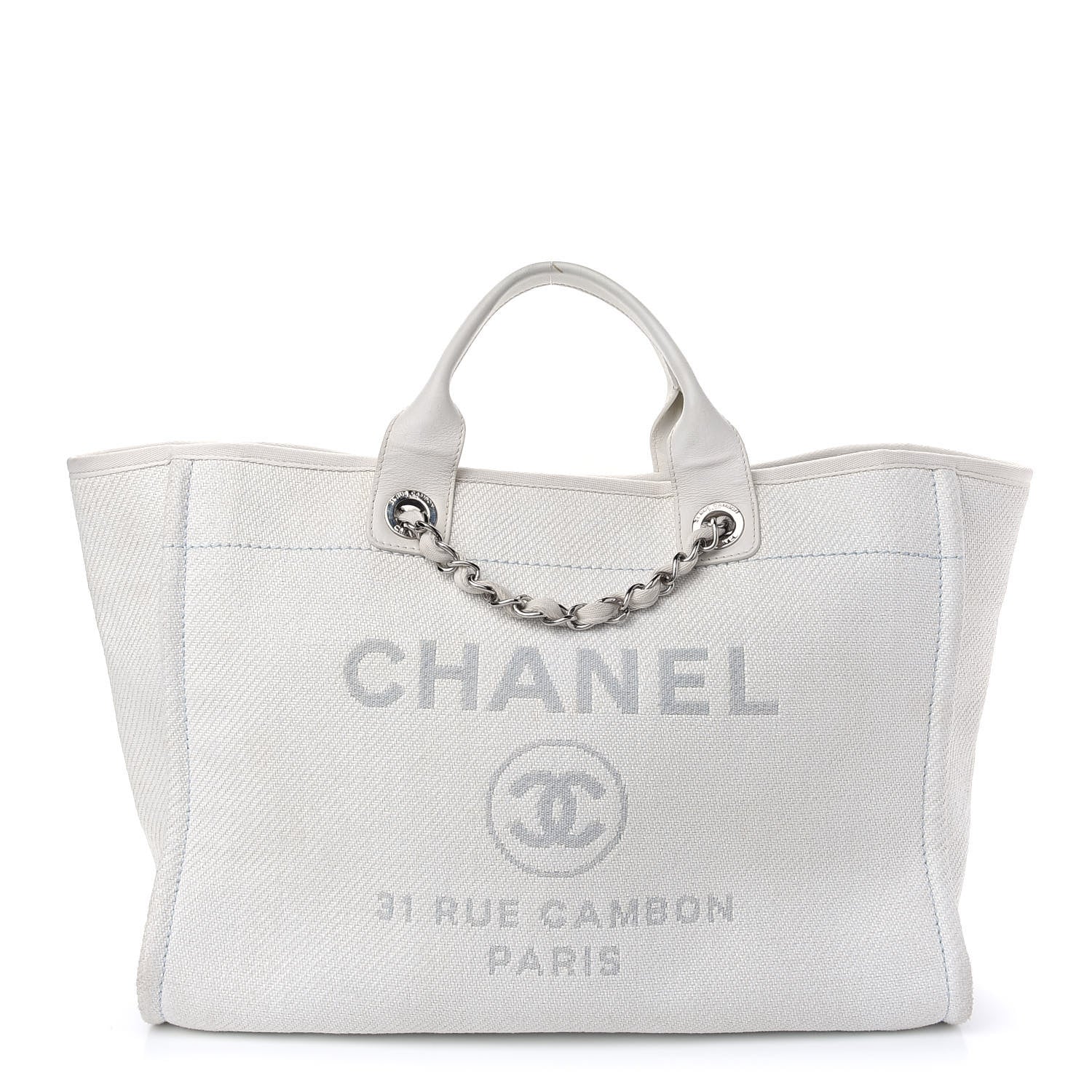 Chanel Canvas Medium Deauville Tote White 1 of 8